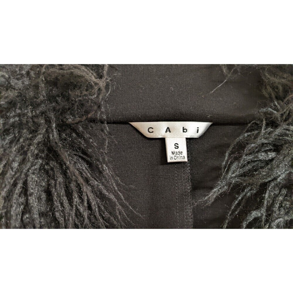 CAbi #929 Infinite Vest Black Faux Fur Open Front With Pockets! Size Small - Picture 6 of 11